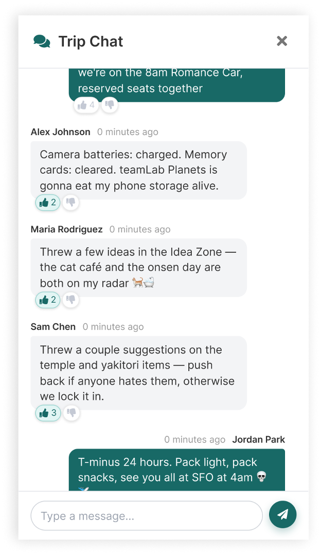 Group trip chat