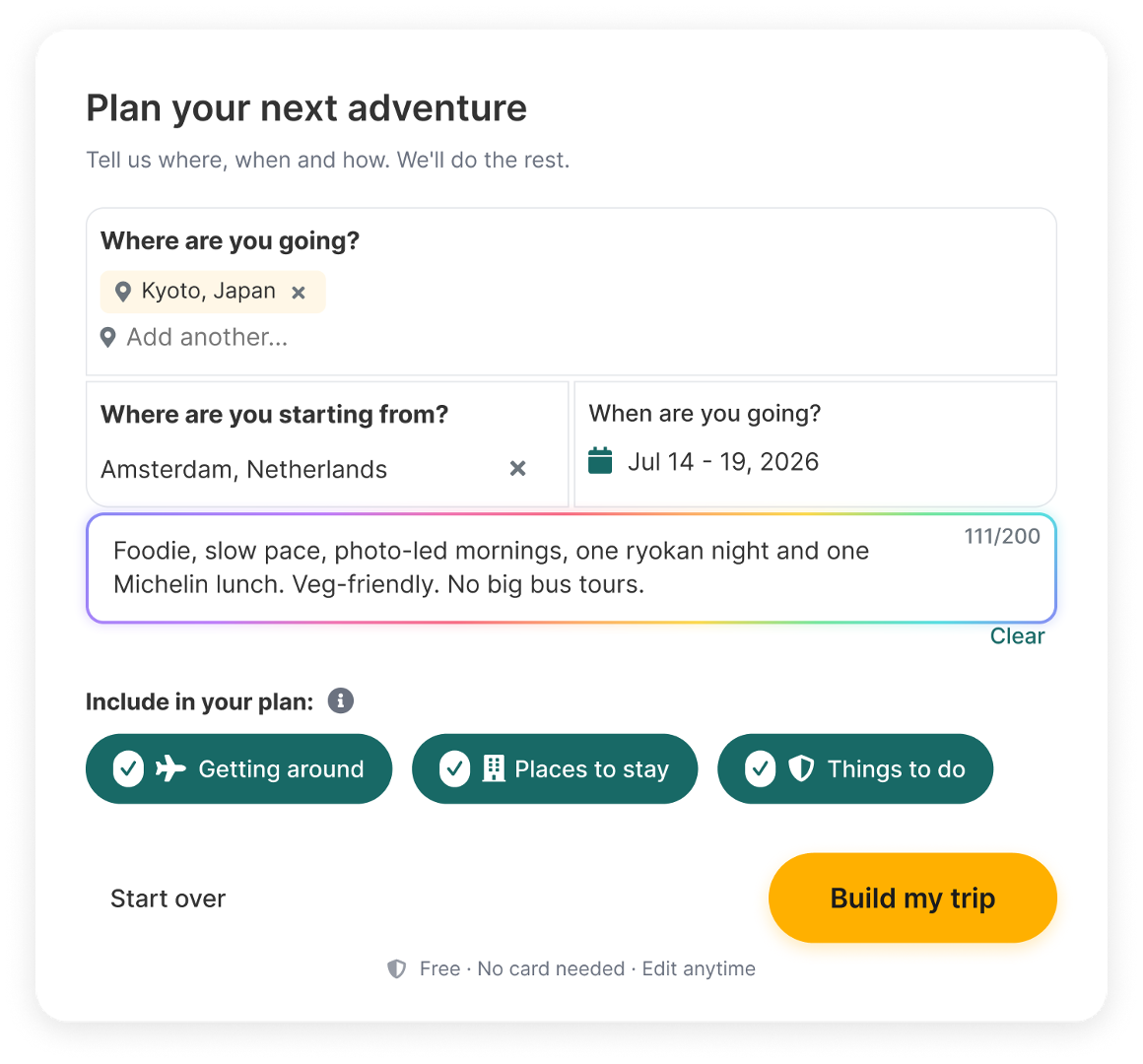 TripGoGo trip builder